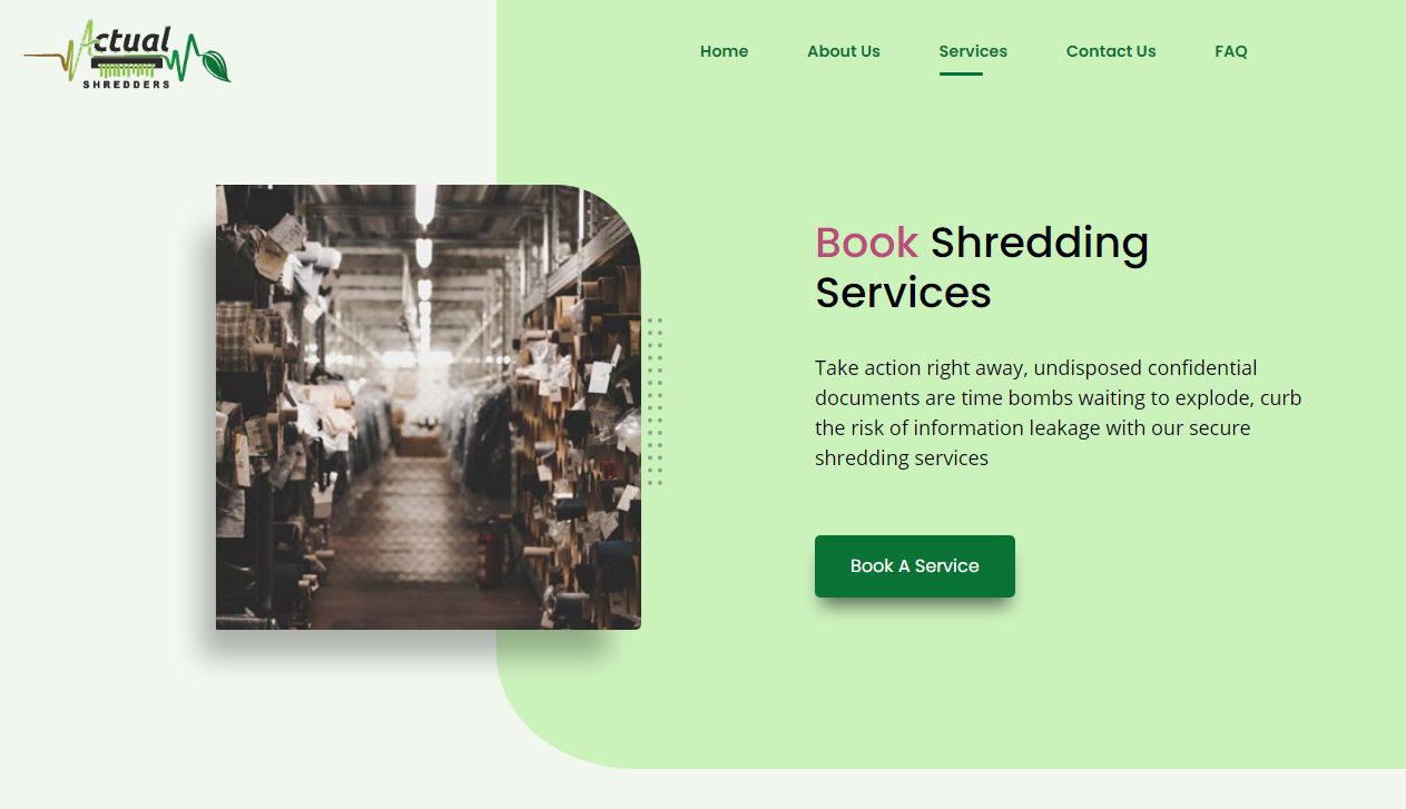 Actual Shredders Landing Page